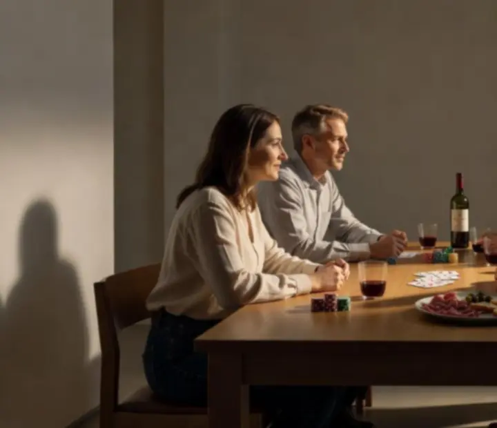 Détail d'une soirée privée dans la salle de Maison Cerisier, table alignée, lumière douce